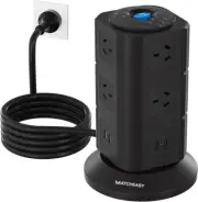 MATCHEASY Power Board with 4 USB Ports, Surge Protected Powerboard, 10 Outlets