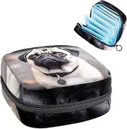 Period Bag,Sanitary Napkin Storage Bag,Animal Dog Pet Pug,Tampon Holder for Purse