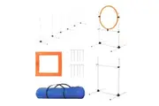 5PCS Dog Agility Equipment Set Pet Obstacle Course Hurdle Jump Training Exercise Supplies Toys Sports High Hoop Weave Pole Pause Box with Bag