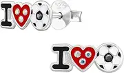 [Katy Craig] I Love Football Earrings with Crystal Stones - 925 Sterling Silver, Small, Sterling Silver, Cubic Zirconia