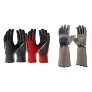 Medium Rubber Coated Gardening Gloves for Men (6 Pairs) & Rose Pruning Thorn Pro
