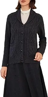 [Generic] Women Wool Cardigan Single Breasted Turn-Down Collar Knitwear Women Knit Sweater Cardigan