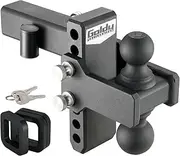 Goldy TRAILERHITCH Adjustable Trailer Hitch, 5 Inch Drop Hitch Ball Mount Fits 2-Inch Receiver, Tow Hitch with Dual Solid Ball 2" and 2-5/16", Black (5" Drop)