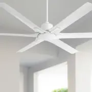60" Casa Vieja Matte White Damp Rated Ceiling Fan with Remote