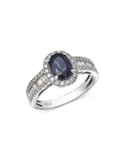 Bloomingdale's Fine Collection Blue Sapphire & Diamond Halo Ring in 14K White Gold