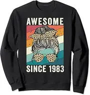 [X.Style] Awesome Since 1983 Retro 39th Birthday Women 39 Years Old Sweatshirt ds938 Sweater (L) Black