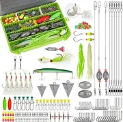 THKFISH Surf Fishing Tackle Kit, Saltwater Gear Set Saltwater Fishing Lures Fishing Bait Rigs Crankbait Spoon Bucktail Jigs Pyramid Sinkers Fishing Hooks Swivels,Perfect Fisherman's Gift