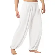 Men's Baggy Trousers Belly Dance Yoga Harem Pants Slacks-r White M
