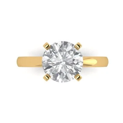 3Ct Round Cut White Sapphire Gold Solitaire Engagement Promise Statement Ring