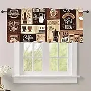 DOTOOMA 54x18 Inches Coffee Brown Window Treatment Valance Cappuccino Farmhouse Kitchen Blackout Drapes Bathroom Bedroom Living Room Polyester Fabric Curtains Decorations Supplies