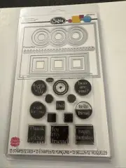 New Sizzix Framelits 13 Stamps Set Friendly Phrases OC15