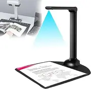 Document Scanner (10MP HD Camera), USB Book Scanner, 90 ° Folding/Portable, 3 Speed Touch Switch, Scanning Speed: 1S, Intelligent Correction, with LED, Support A3/ A4, for Laptop,Black