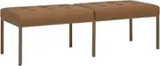 Studio Designs Home Camber Modern Dining Room 60" with Chrome Legs and Tufted Faux Leather, Entryway or Livingroom Accent Bench, Bronze/Caramel