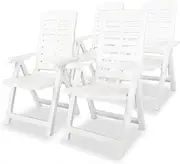 Garden Chair Reclining Garden Chairs 4 pcs Plastic White Patio Seating