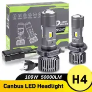 H4 Mini Bi-LED Projector Lens Hi/Lo Beam Bulb Headlight Retrofit 100W 50000LM 2X (for: Mini)