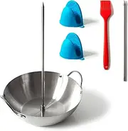 Rimcrow Vertical Skewer Stand Barbecue Hack for Al Pastor Tacos, Brazilian BBQ Spit and Shawarma for Oven, Grill or Smoker, 2 Sizes of Stainless Steel Skewer Spikes, Basting Brush and Silicone Mitts