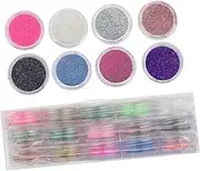 OFFIGAM Nail Art Glitter Jewelry 45 Color Boxes Manicure Set Shimmering Nail Powder Decorative Glitter Easy to Use