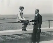 1936 AMELIA EARHART & PURDUE U. PRESIDENT ELLIOTT RECORD AVIATION PHOTO AIRPLANE