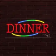 NEW "DINNER" w/COLOR BORDER 30x12x1 INCH LED FLEX WINDOW/WALL INDOOR SIGN 30783