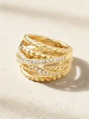 [David Yurman] David Yurman - Crossover® Trio Six Row 18-karat Gold Diamond Ring - 7 7 Gold