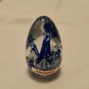 Vintage - 1999 North Shore Glass Hawaii - Paperweight - Signed - Blue Waves