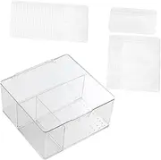 CAXUSD 1 Set Clear Jewelry Storage Organizer of Jewelry Bags and Compartment Box for Earring Storage Includes Small Self Seal Bags