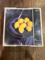 NEW Boxed Set Pimpernel Citrus Blue Coasters Made in England Set of 6