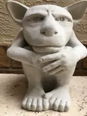 Emmett Gargoyle Concrete Statue Garden Lawn Magical Halloween. 9.5” Tall Solid