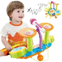 在飛比找momo購物網優惠-【JoyNa】兒童音樂鼓 電動燈光玩具爵士鼓 寶寶早教益智架
