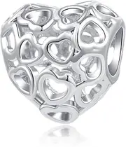 [NARTGO] Interlocking Hearts All Over Charm Compatible With Pandora Charms Bracelets for Women, Metal, No Gemstone