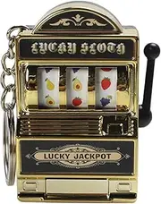 Hellery Mini Slot Machine Keychain Charm Fruit Machine Slot Pendant Mini Arcade Game Toy for Girls, Gold