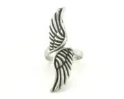 Wings Adjustable Ring Antique Silver Plated Brass 17mm 7US size Adjustable 2731
