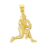 14K Gold Baseball Batter Pendant
