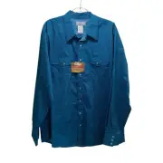 Wrangler Wrancher Button Down Shirt Mens 2XT Green Blue Pearl Snap Western Rodeo