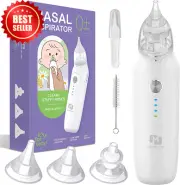 Electric Baby Nasal Aspirator – 3 Suction Modes, Nozzles, Mucus Remover, White
