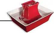 PetSafe Drinkwell Ceramic Pagoda Fountain, 2 L, Red Drinking Fountain for Cats and Dogs, Dual Water Stream, Hygienic