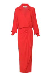[ANDRES OTALORA] EL OASIS WRAP DRESS US 12 RED