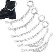 [GOMAKERER] 6 Pcs 3 Styles Cone Shoe Charm Chains, Metal Rivet Shoe Charms Punk Style Shoe Decoration with Lobster Claw Clasps for Boots Shoe Decor, Alloy Steel