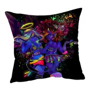Retro Colored Sexy Angel and Devil Cushion Cover