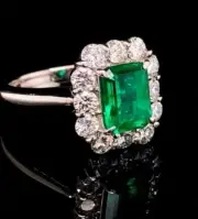 2.05 Ct Octagon Natural Emerald Engagement Diamond Ring 14K solid white gold
