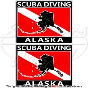 ALASKA SCUBA DIVING Flag-Map Shape USA Rectangular Stickers, Decals 75mm (3") x2