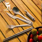 Qunature Titanium Tablewares Outdoor Camping Picnic Knife Chopsticks Fork Set