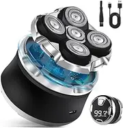 Toncoke 5D Rotary Head Shaver for Bald Men - Black, Men's Grooming, Wet/Dry, USB-C Charging, LED Display, 5 Floating Rotary Heads, Waterproof