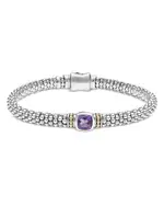 Lagos Sterling Silver & 18K Yellow Gold Rittenhouse Amethyst Solitaire Link Bracelet