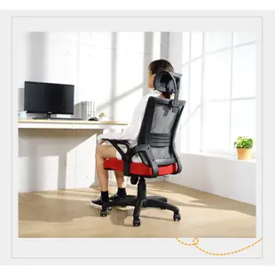 LOGIS 黑紅騎士透氣網護頸護腰電腦椅DIY-UA22ER 辦公椅