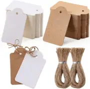 200Pcs Premium Gift Tags with String - 100Pcs White Gift Tags and 100Pcs