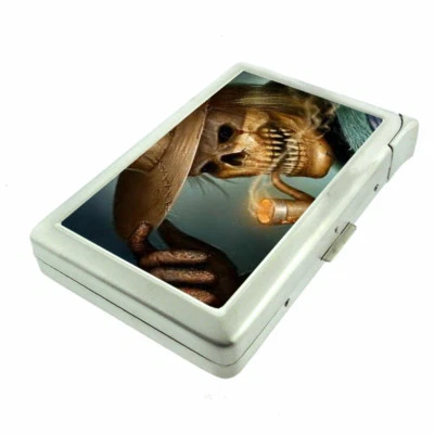 Skeletons D13 Cigarette Case with Built in Lighter Metal Wallet Death Skull