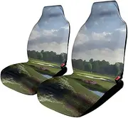 HETVBNS - Breathable Golf Course Car Seat Cover Front Seat Protector with Elastic Band Edge Car Seat Cushions Auto Interior Accessories
