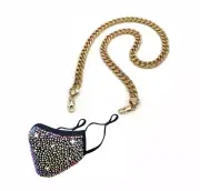 6mm Cuban Link 24" Face Mask Chain Necklace Holder Accessory 14K Gold Plated