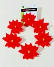 Charles Viancin Flexible Silicone Red POINSETTIA Bottle Stoppers Set of Six (6)